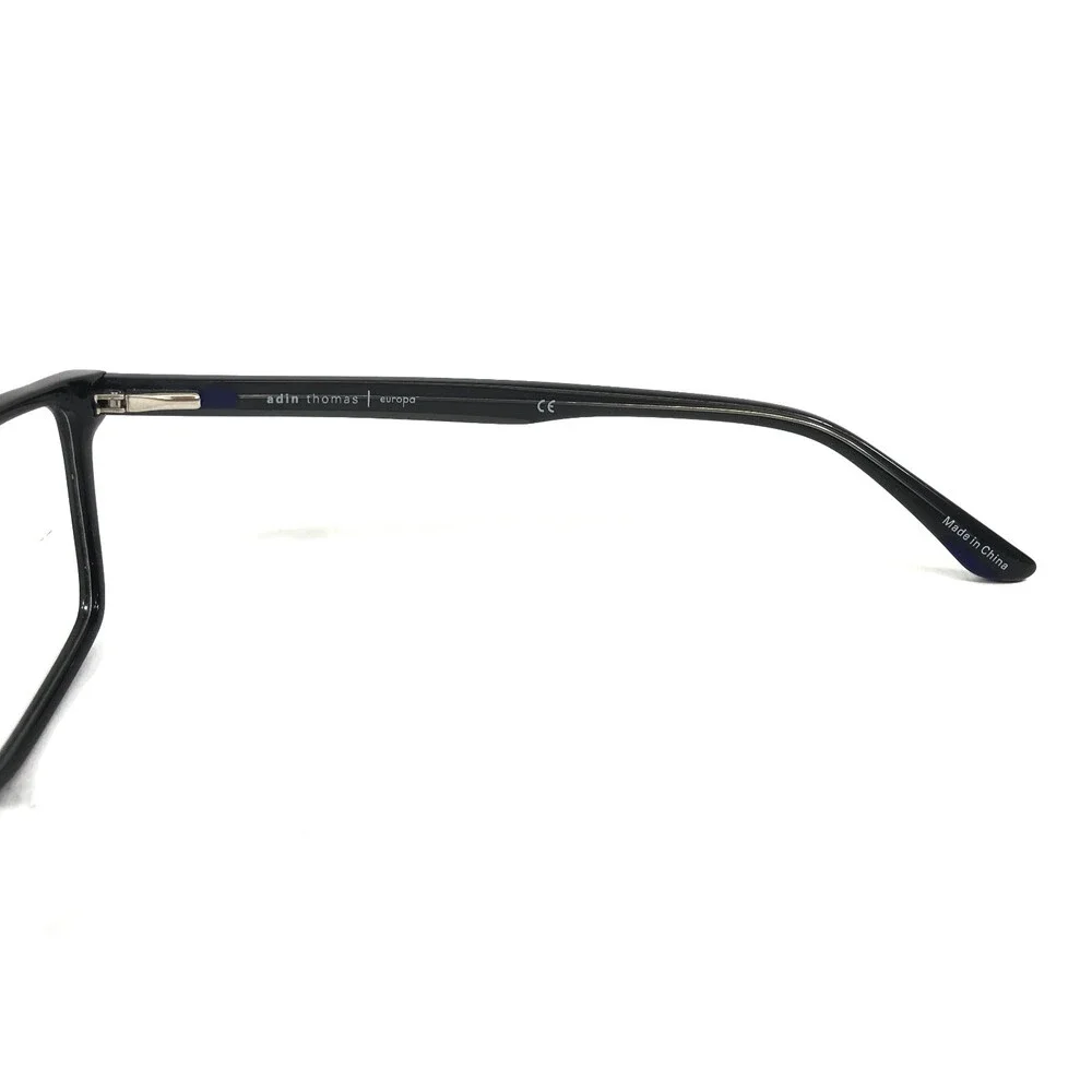 Adin Thomas Eyeglasses Frames AT-514 C1 Shiny Black Rectangle Full Rim 55-17-148
